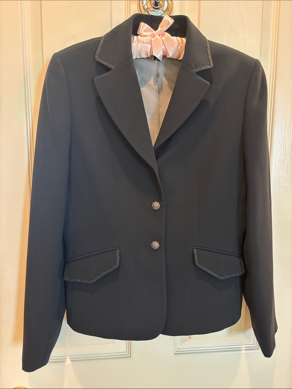 TAHARI  Women's Dark Navy Blazer Jacket - Tailored Three Button